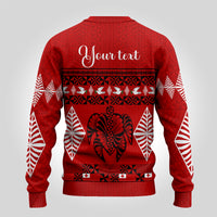 Personalised Tonga Kilisimasi Fiefia Ugly Christmas Sweater Merry Christmas with Turtle Ngatu Pattern - Wonder Print Shop