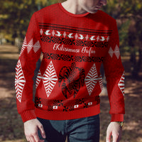 Personalised Tonga Kilisimasi Fiefia Ugly Christmas Sweater Merry Christmas with Turtle Ngatu Pattern - Wonder Print Shop