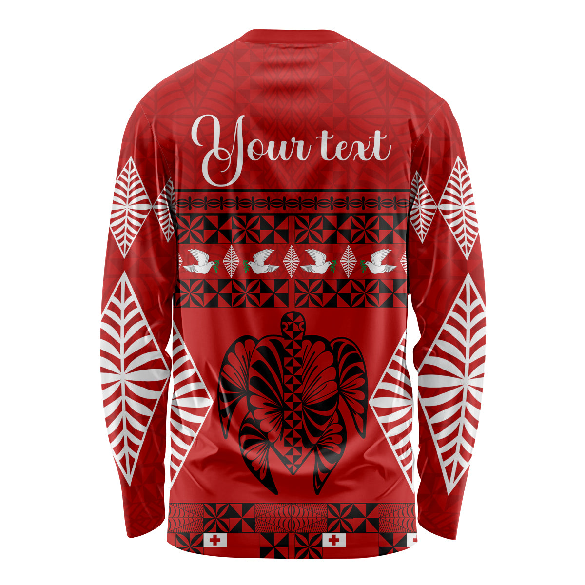 Personalised Tonga Kilisimasi Fiefia Long Sleeve Shirt Merry Christmas with Turtle Ngatu Pattern - Wonder Print Shop