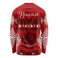 Personalised Tonga Kilisimasi Fiefia Long Sleeve Shirt Merry Christmas with Turtle Ngatu Pattern - Wonder Print Shop
