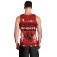 Personalised Tonga Kilisimasi Fiefia Men Tank Top Merry Christmas with Turtle Ngatu Pattern - Wonder Print Shop