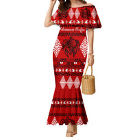 Personalised Tonga Kilisimasi Fiefia Mermaid Dress Merry Christmas with Turtle Ngatu Pattern - Wonder Print Shop