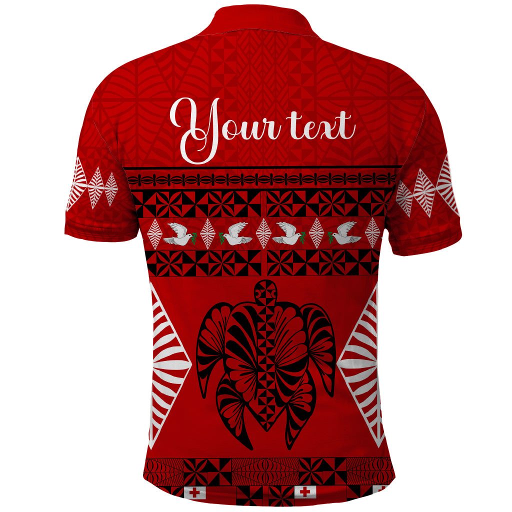 Personalised Tonga Kilisimasi Fiefia Polo Shirt Merry Christmas with Turtle Ngatu Pattern - Wonder Print Shop