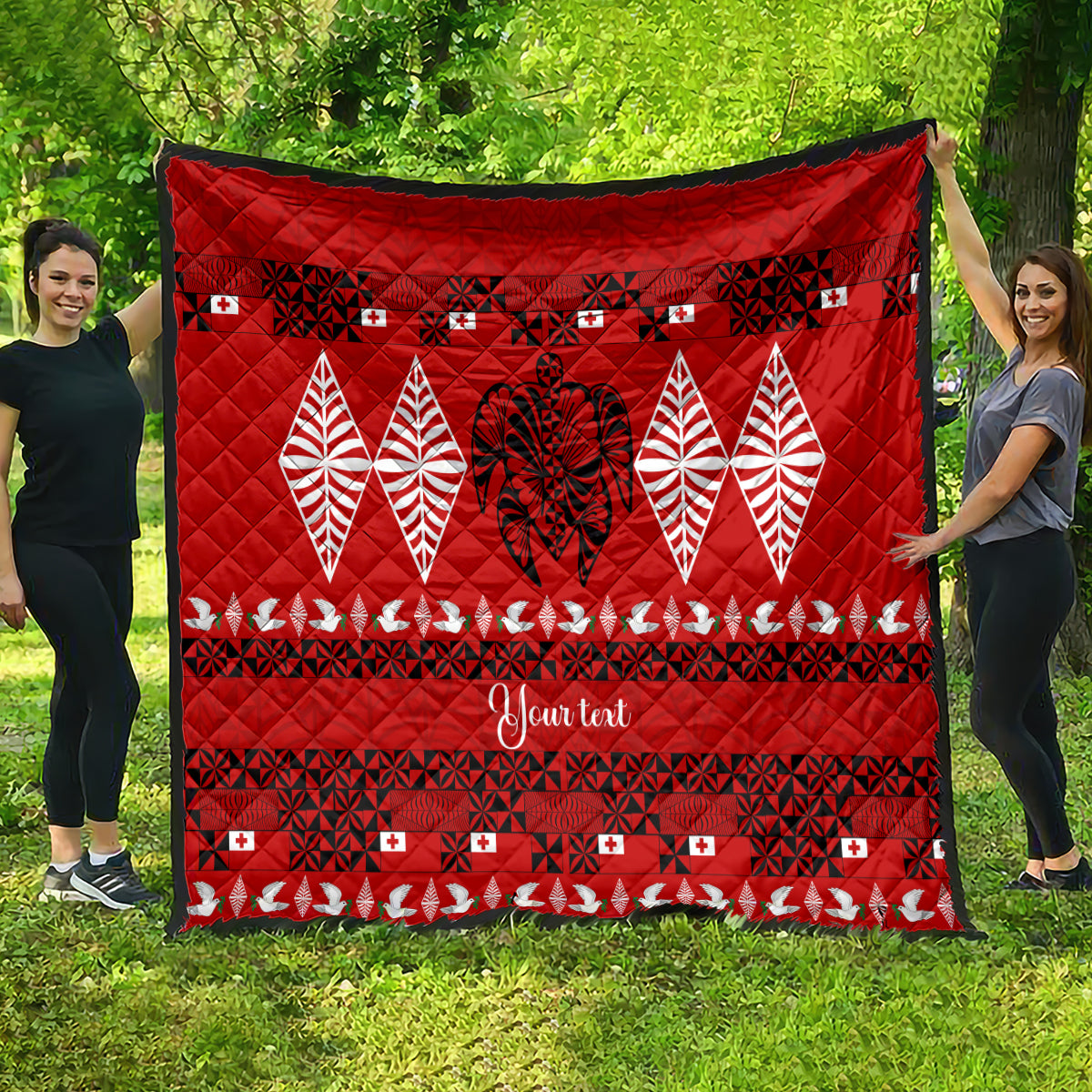 Personalised Tonga Kilisimasi Fiefia Quilt Merry Christmas with Turtle Ngatu Pattern - Wonder Print Shop