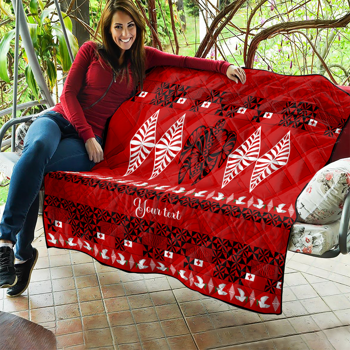 Personalised Tonga Kilisimasi Fiefia Quilt Merry Christmas with Turtle Ngatu Pattern - Wonder Print Shop