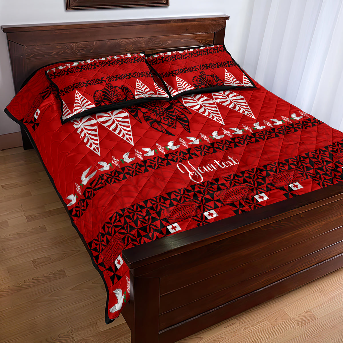 Personalised Tonga Kilisimasi Fiefia Quilt Bed Set Merry Christmas with Turtle Ngatu Pattern - Wonder Print Shop