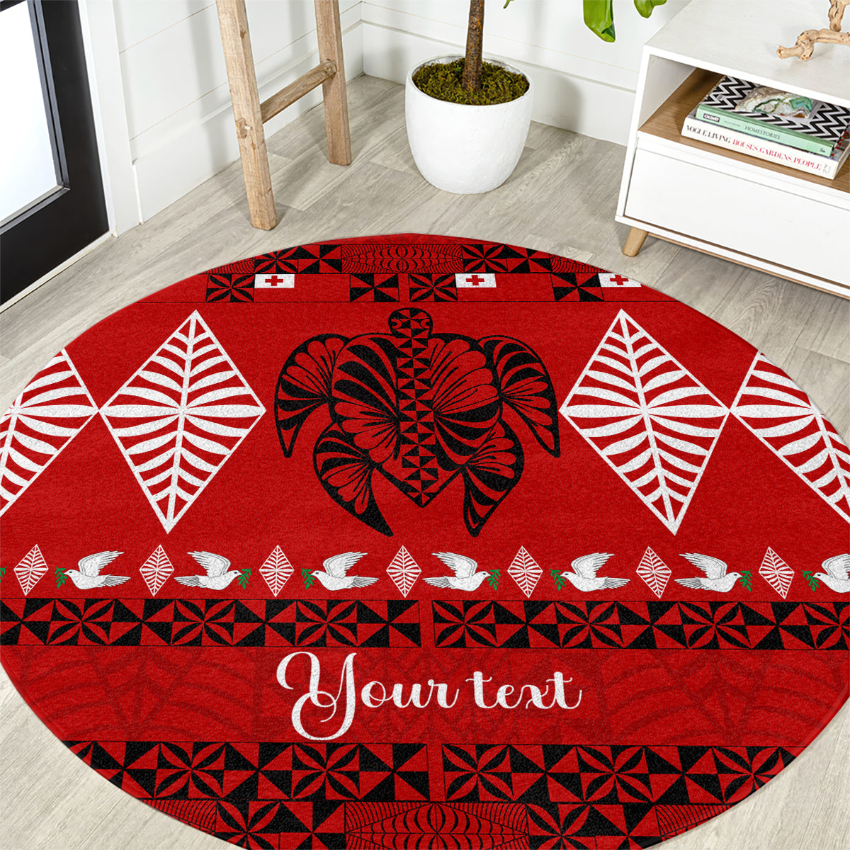 personalised-tonga-kilisimasi-fiefia-round-carpet-merry-christmas-with-turtle-ngatu-pattern