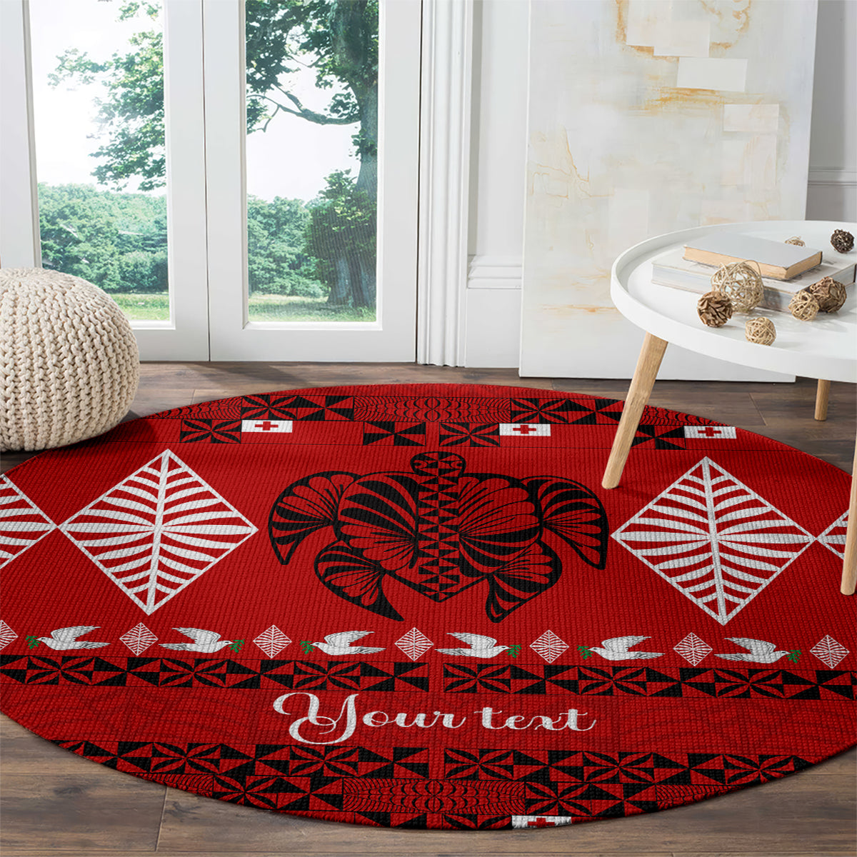 personalised-tonga-kilisimasi-fiefia-round-carpet-merry-christmas-with-turtle-ngatu-pattern
