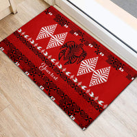 Personalised Tonga Kilisimasi Fiefia Rubber Doormat Merry Christmas with Turtle Ngatu Pattern - Wonder Print Shop