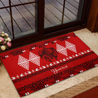 Personalised Tonga Kilisimasi Fiefia Rubber Doormat Merry Christmas with Turtle Ngatu Pattern - Wonder Print Shop