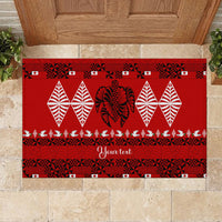 Personalised Tonga Kilisimasi Fiefia Rubber Doormat Merry Christmas with Turtle Ngatu Pattern - Wonder Print Shop
