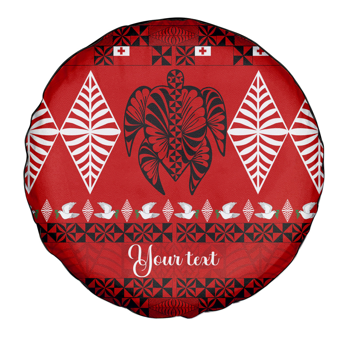 Personalised Tonga Kilisimasi Fiefia Spare Tire Cover Merry Christmas with Turtle Ngatu Pattern - Wonder Print Shop