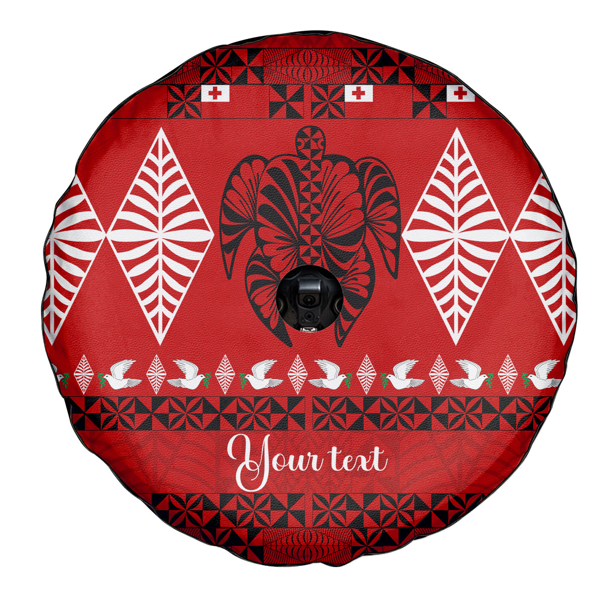 Personalised Tonga Kilisimasi Fiefia Spare Tire Cover Merry Christmas with Turtle Ngatu Pattern - Wonder Print Shop