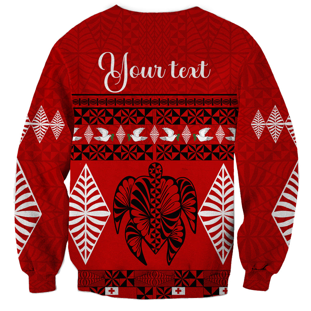 Personalised Tonga Kilisimasi Fiefia Sweatshirt Merry Christmas with Turtle Ngatu Pattern - Wonder Print Shop