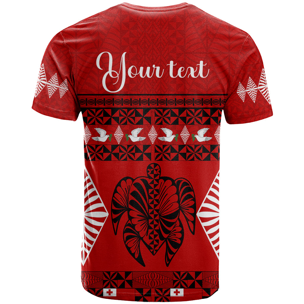 Personalised Tonga Kilisimasi Fiefia T Shirt Merry Christmas with Turtle Ngatu Pattern - Wonder Print Shop