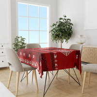 Personalised Tonga Kilisimasi Fiefia Tablecloth Merry Christmas with Turtle Ngatu Pattern - Wonder Print Shop
