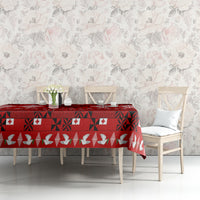 Personalised Tonga Kilisimasi Fiefia Tablecloth Merry Christmas with Turtle Ngatu Pattern - Wonder Print Shop