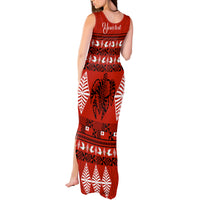 Personalised Tonga Kilisimasi Fiefia Tank Maxi Dress Merry Christmas with Turtle Ngatu Pattern - Wonder Print Shop