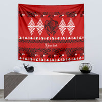 Personalised Tonga Kilisimasi Fiefia Tapestry Merry Christmas with Turtle Ngatu Pattern - Wonder Print Shop