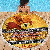 PNG Hamamas Krismas Beach Blanket Papua New Guinea Bird Of Paradise Merry Christmas Gold Style LT9 - Wonder Print Shop