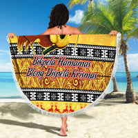PNG Hamamas Krismas Beach Blanket Papua New Guinea Bird Of Paradise Merry Christmas Gold Style LT9 - Wonder Print Shop