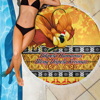 PNG Hamamas Krismas Beach Blanket Papua New Guinea Bird Of Paradise Merry Christmas Gold Style LT9 - Wonder Print Shop