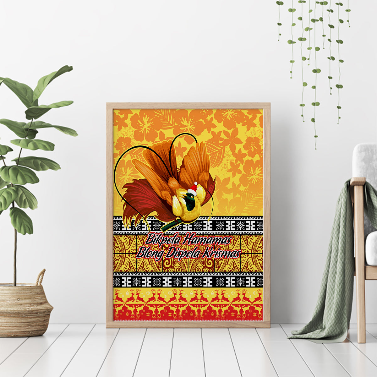 PNG Hamamas Krismas Canvas Wall Art Papua New Guinea Bird Of Paradise Merry Christmas Gold Style LT9 - Wonder Print Shop