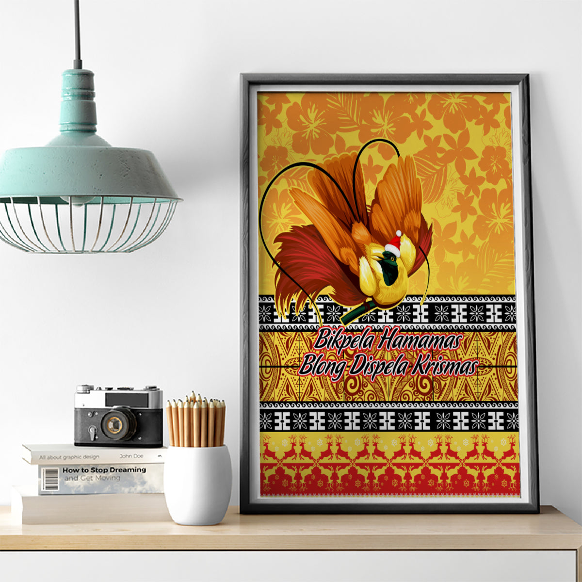 PNG Hamamas Krismas Canvas Wall Art Papua New Guinea Bird Of Paradise Merry Christmas Gold Style LT9 - Wonder Print Shop