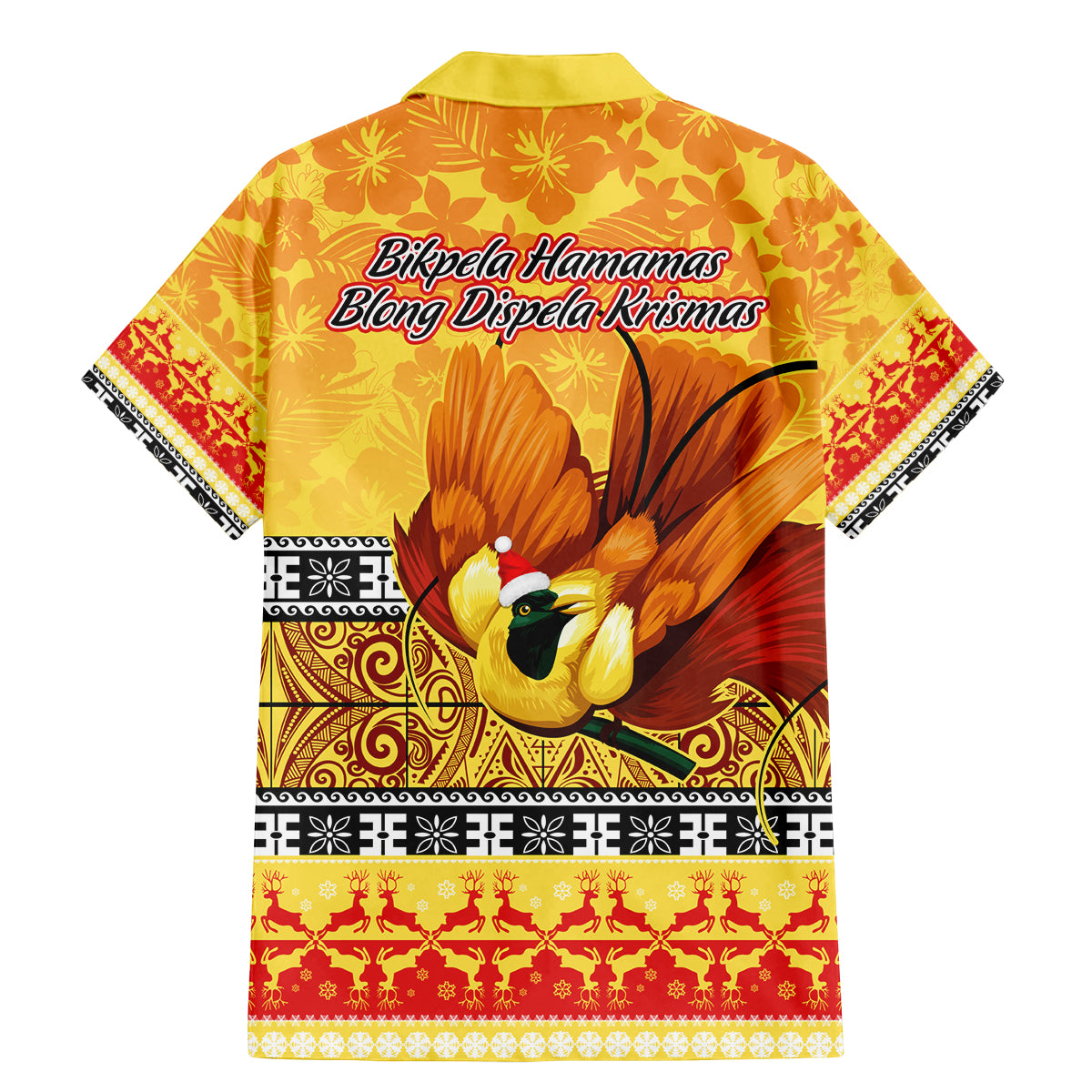 PNG Hamamas Krismas Family Matching Mermaid Dress and Hawaiian Shirt Papua New Guinea Bird Of Paradise Merry Christmas Gold Style LT9 - Wonder Print Shop