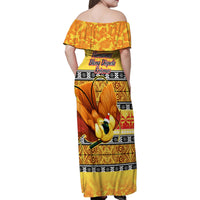 PNG Hamamas Krismas Family Matching Off Shoulder Maxi Dress and Hawaiian Shirt Papua New Guinea Bird Of Paradise Merry Christmas Gold Style LT9 - Wonder Print Shop