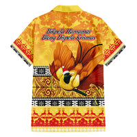 PNG Hamamas Krismas Family Matching Puletasi Dress and Hawaiian Shirt Papua New Guinea Bird Of Paradise Merry Christmas Gold Style - Wonder Print Shop