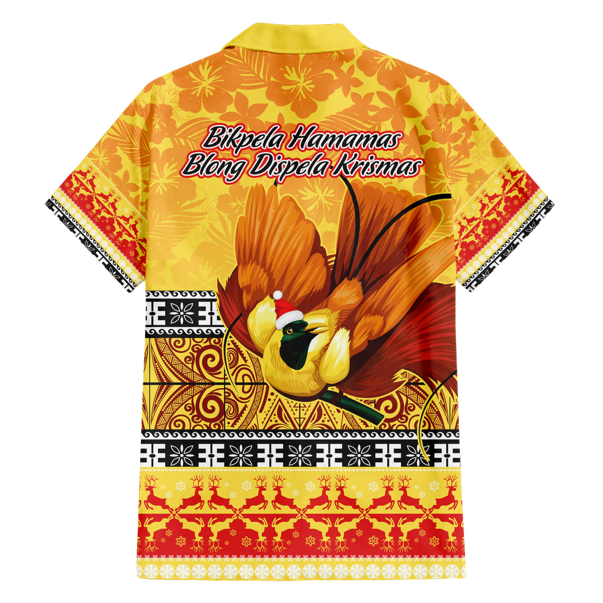PNG Hamamas Krismas Hawaiian Shirt Papua New Guinea Bird Of Paradise Merry Christmas Gold Style - Wonder Print Shop