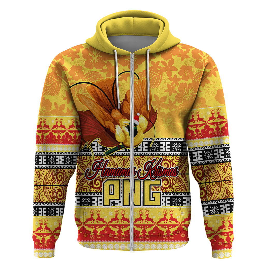 PNG Hamamas Krismas Hoodie Papua New Guinea Bird Of Paradise Merry Christmas Gold Style - Wonder Print Shop