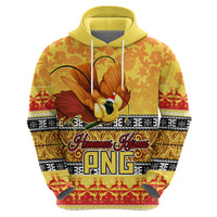 PNG Hamamas Krismas Hoodie Papua New Guinea Bird Of Paradise Merry Christmas Gold Style - Wonder Print Shop