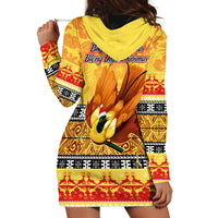PNG Hamamas Krismas Hoodie Dress Papua New Guinea Bird Of Paradise Merry Christmas Gold Style - Wonder Print Shop