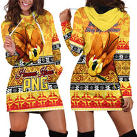 PNG Hamamas Krismas Hoodie Dress Papua New Guinea Bird Of Paradise Merry Christmas Gold Style - Wonder Print Shop