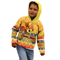 PNG Hamamas Krismas Kid Hoodie Papua New Guinea Bird Of Paradise Merry Christmas Gold Style - Wonder Print Shop