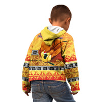 PNG Hamamas Krismas Kid Hoodie Papua New Guinea Bird Of Paradise Merry Christmas Gold Style - Wonder Print Shop
