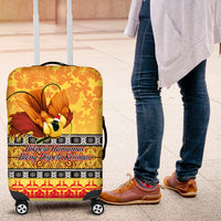 PNG Hamamas Krismas Luggage Cover Papua New Guinea Bird Of Paradise Merry Christmas Gold Style - Wonder Print Shop