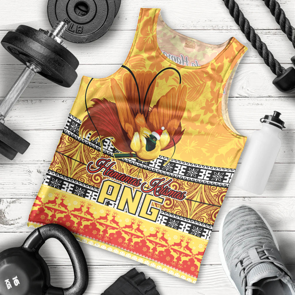 PNG Hamamas Krismas Men Tank Top Papua New Guinea Bird Of Paradise Merry Christmas Gold Style - Wonder Print Shop
