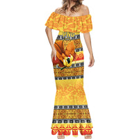 PNG Hamamas Krismas Mermaid Dress Papua New Guinea Bird Of Paradise Merry Christmas Gold Style - Wonder Print Shop