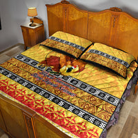 PNG Hamamas Krismas Quilt Bed Set Papua New Guinea Bird Of Paradise Merry Christmas Gold Style - Wonder Print Shop