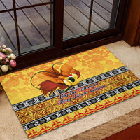 PNG Hamamas Krismas Rubber Doormat Papua New Guinea Bird Of Paradise Merry Christmas Gold Style - Wonder Print Shop