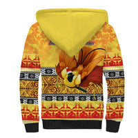 PNG Hamamas Krismas Sherpa Hoodie Papua New Guinea Bird Of Paradise Merry Christmas Gold Style - Wonder Print Shop