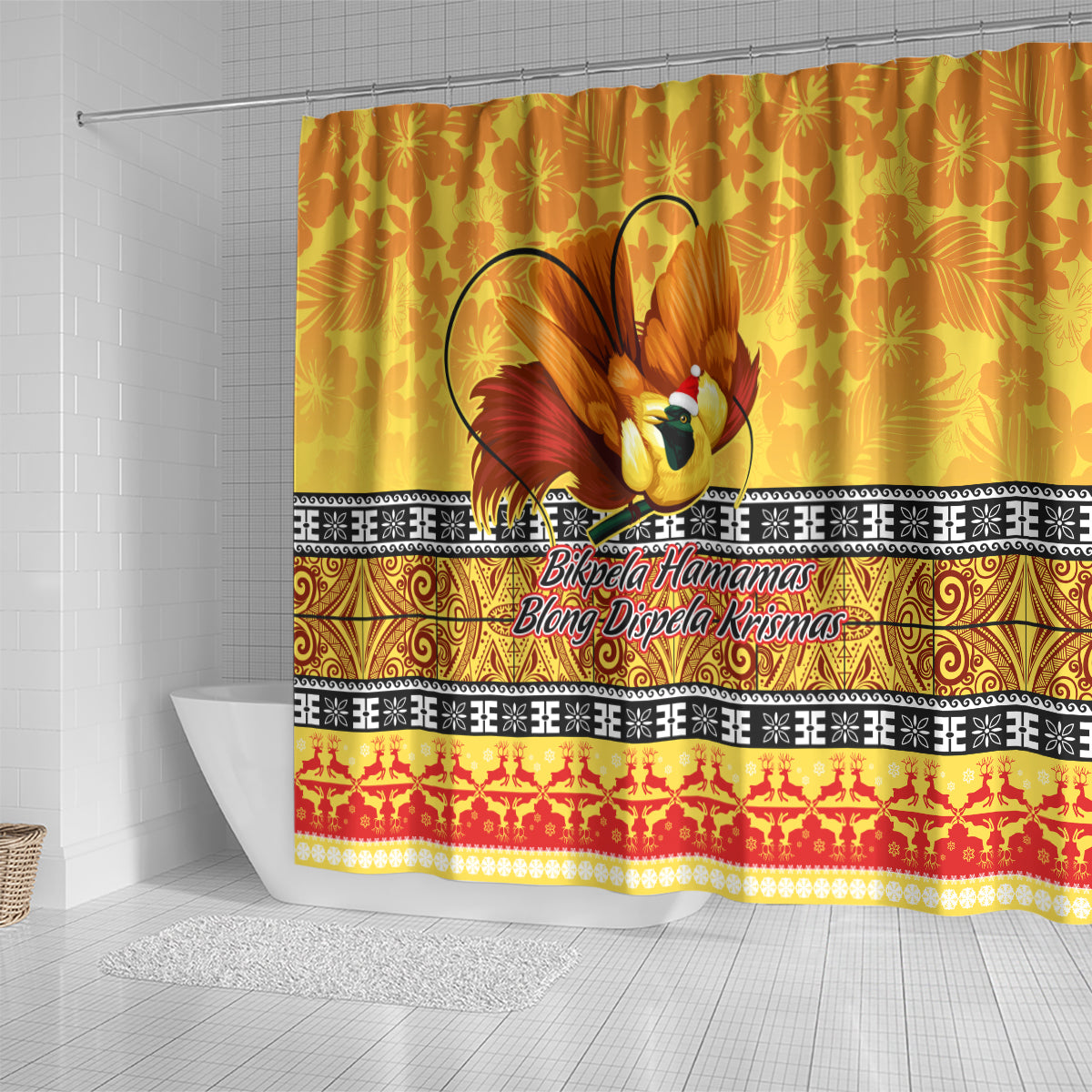 png-hamamas-krismas-shower-curtain-papua-new-guinea-bird-of-paradise-merry-christmas-gold-style