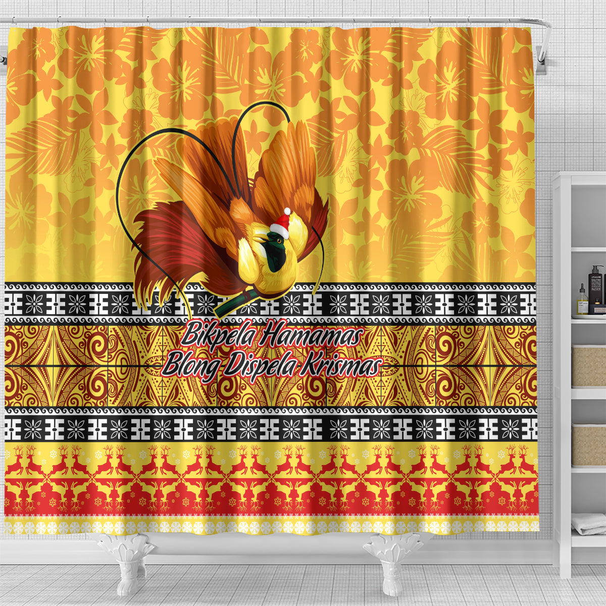 png-hamamas-krismas-shower-curtain-papua-new-guinea-bird-of-paradise-merry-christmas-gold-style