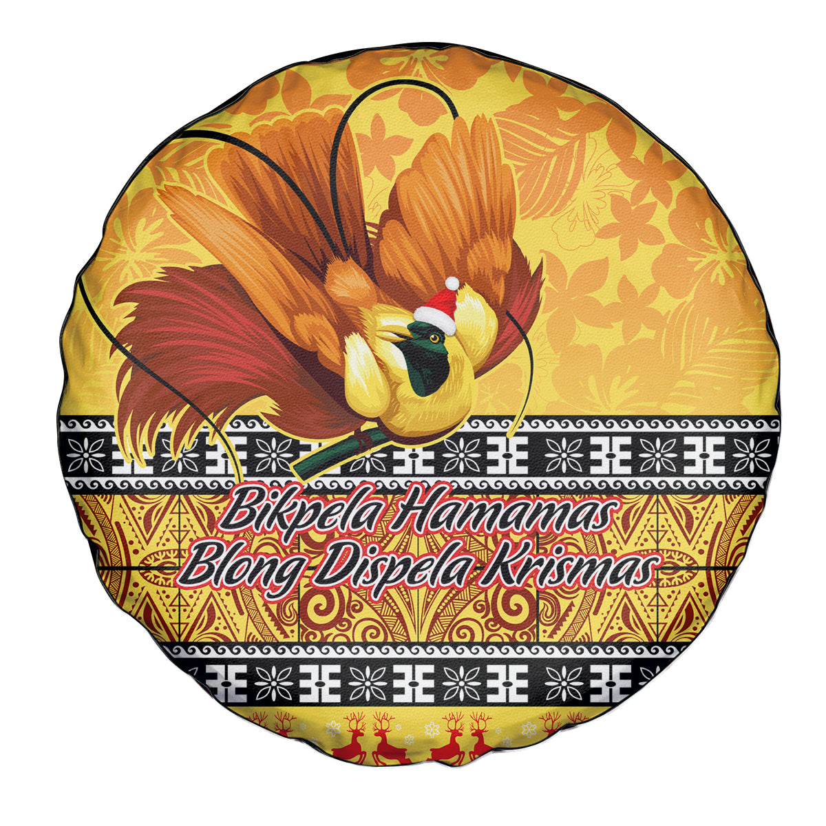 PNG Hamamas Krismas Spare Tire Cover Papua New Guinea Bird Of Paradise Merry Christmas Gold Style - Wonder Print Shop
