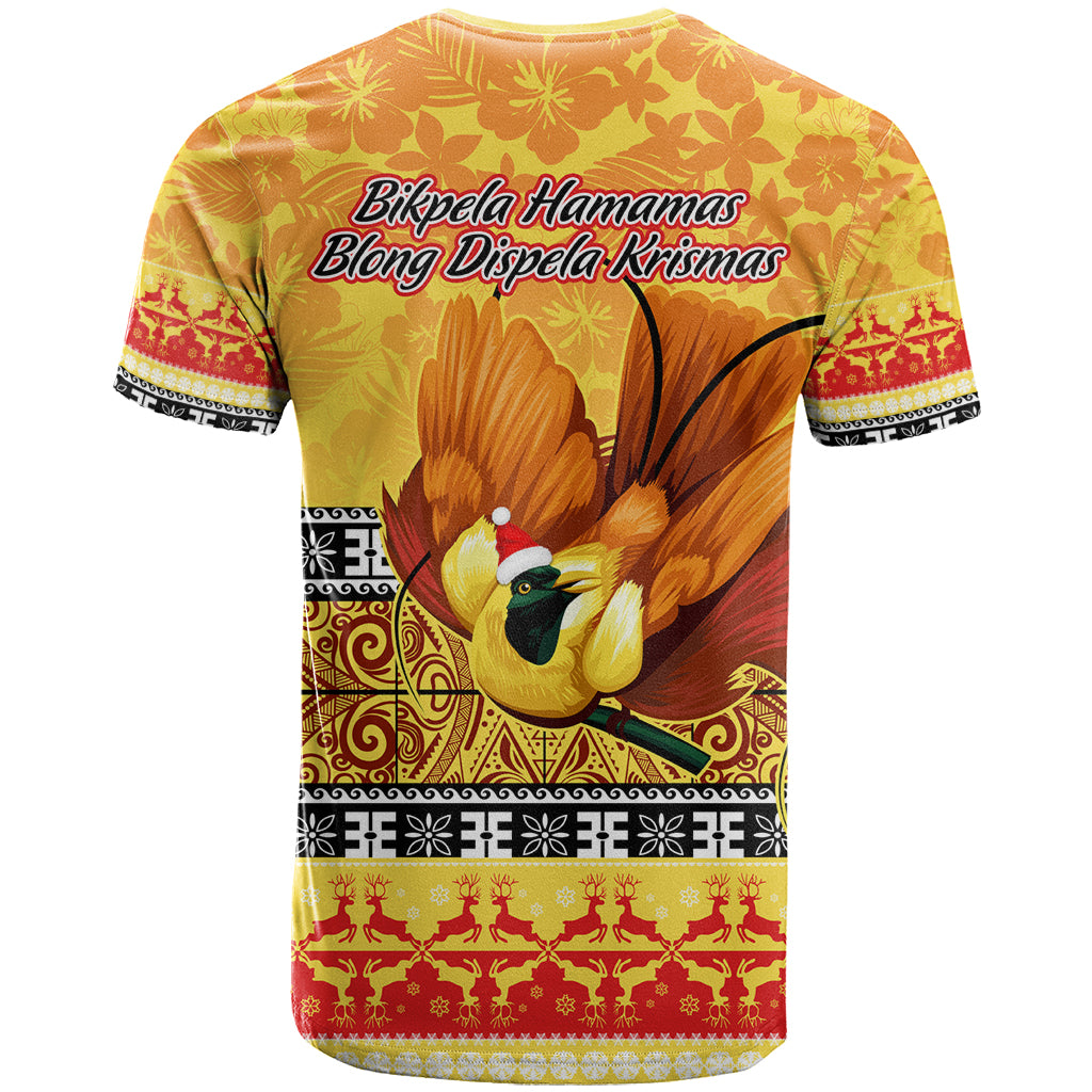 PNG Hamamas Krismas T Shirt Papua New Guinea Bird Of Paradise Merry Christmas Gold Style - Wonder Print Shop