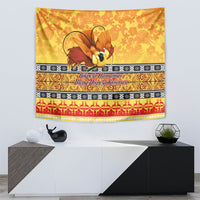 PNG Hamamas Krismas Tapestry Papua New Guinea Bird Of Paradise Merry Christmas Gold Style - Wonder Print Shop