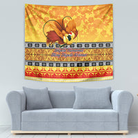 PNG Hamamas Krismas Tapestry Papua New Guinea Bird Of Paradise Merry Christmas Gold Style - Wonder Print Shop